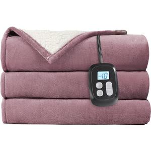 Electric Heated Blanket Full Size - 72"x84", Soft Flannel Heating Blanket, 10 Heating Levels, 1-12 H Auto Shut Off, Breathable Warm and Washable for Bed, Purple