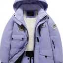 Kids Hooded Winter Jacket Puffer Jacket Insulated Wind and Water Coat Resistant Sherpa Lined Zip Up Winter Coats, 8 Size