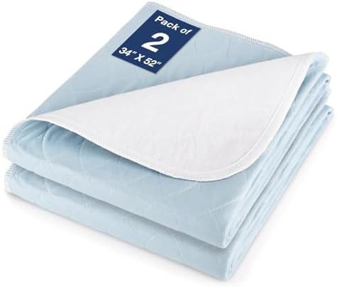 SOLOSHINE 2 Packs Reusable Incontinence Bed Pad, 52" x 34" Washable Pee Pads, Waterproof Bed Pad & Pet Pad, Perfect for Kids, Adults, The Elderly and Pets