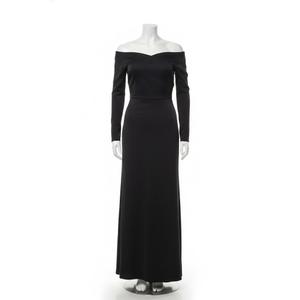 Long Sleeve Side Ruched Black Dress, 06