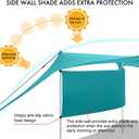 Beach Canopy Tent Shade with Sidewalls 10x10FT, 6.6FT Tall, UPF50+ Sun Shelter, Windproof & Water Resistant, Includes Guylines Sand Shovel Stability Poles, Easy Up for Beach Outdoor Camping Backyard