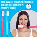 Ireer 2 Pieces Giant Toothbrush Prop Large Toothbrushes Big Brush Oversized Gag Novelty for Summer Halloween Costume Take Picture Comedy Party Favors Pet Grooming Brush(Blue, Pink)
