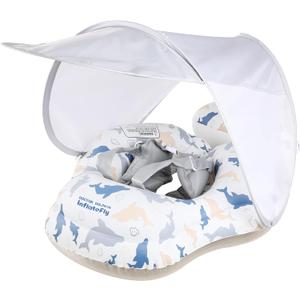 Baby Pool Float with Sun Canopy Inflatable Toddler Swimming Float with Anti-Backflip Tail Infant Pool Floaties for Ages of 6-30 Months (X-Large, Camo)