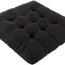 Meditation Floor Cushions, Thickened Floor Pillow for Adults, Large Square Pillows Seat Cushion for Tatami Living Room Yoga, Memory Sponge Block Added, 22x22 Inch, Black (Set of 1)