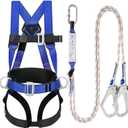 Safety Harness Fall Protection Kit - Full Body Roofing harnesses with Shock Absorbing Lanyard Upgrade Paded