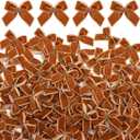 Waydress 120 Pcs Tiny Mini Christmas Velvet Bows for Crafts Xmas Twist Tie Bows Ribbon Bowknot Christmas DIY Craft Sewing Scrapbooking Gift Wrapping (Brown,1 Inch)