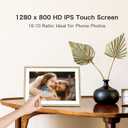 Digital Picture Frame, 10.1'' Frameo Digital Frame Wifi, 32GB Memory, 1280*800 HD Touch Screen Digital Photo Frame, Wall Mountable, Share Instantly, Anniversary, Birthday Gifts for Women, Mom, Golden