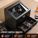 Liliaafar Watch Winder for Automatic Watch, Rotating Watch Display Case Quiet Running Motor Watches Jewelry Box with Drawer for Men & Women Gift