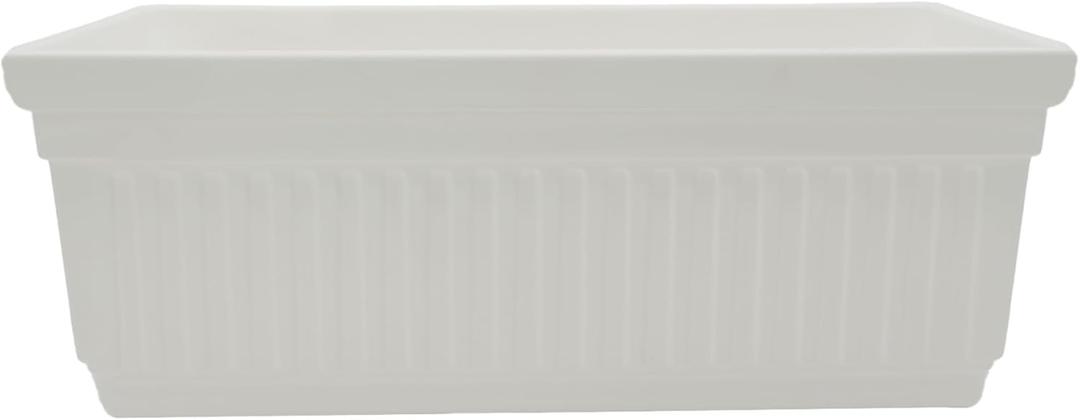 The HC Companies Venetian Window Planter Box w/Drain Plug - Long Planter Box for Windowsills, Balconies & More - Plastic Large Rectangular Outdoor Planters for Herbs & Flowers (30" White, Pack of 1)