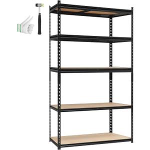 Heavy Duty Garage Shelving Units,5-Tier Adjustable Storage Shelves,36x18x72in,Loads 3000 LBSS,Adjustable Garage Storage Shelving, Metal Storage Utility Racks Shelf Unit (Black)