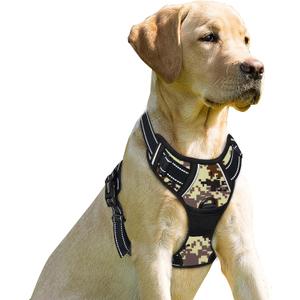BARKBAY No Pull Dog Harness Front Clip Heavy Duty Reflective Easy Control Handle for Large Dog Walking(Desert camo,L)
