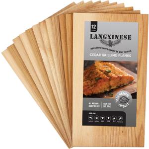Bigger 12 PK, Cedar Planks for Grilling Salmon,11"x 5.5" Better Smoking, Add Best Smoky Flavor to Salmon, Veggies, Restaurant Quantity Bigger 12 PK, Cedar Planks for Grilling Salmon,11"x 5.5" Better Smoking, Add Best Smoky Flavor to Salmon, Veggies, Restaurant Quantity
