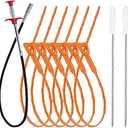 35.5inch Drain Clog Remover(1pcs), 25inch Drain Snake Hair Remover(6pcs) ＆ Cleaning Brush(2pcs), Hair Catcher Drain Auger Cleaner Tool Set For Toilet, Kitchen Sink, Bathroom Tub, Sewer, 9 Pack