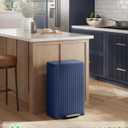 SONGMICS Trash Can, 13 Gallon (50 L) Garbage Can for Kitchen, with Lid, Pedal, and Removable Inner Bucket, Soft Close, Stainless Steel, 15 Trash Bags (Code K) Included, Midnight Blue ULTB586QZ01