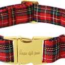 Unique style paws Dog Collar Scottish Plaid Black Red Metal Buckle Durable Puppy Collar Christmas for Small Medium Large Boys Girls Dogs Medium