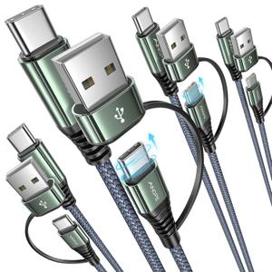 AINOPE USB C to USB C Cable, 4 Pack USB C Cable Fast Charging with USB to USB C Adapter, 60W USB to USBC Cable for iPhone 17 Pro Max Air Type C Cable for iPhone 16/15/14/13/12, 3/3/6/10 FT, Grey