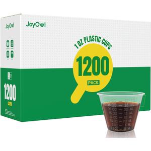 [1200 Count - 1 oz.] Disposable Medicine Cups (30 ml), Small Clear Plastic Measuring Cups for Liquid Medicine, Pills, Resin, and Epoxy