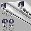 Silent Double Curtain Track Ceiling Mounted, Heavy-Duty Aluminum Room Divider Rails Bedroom/Living/Window/Hotel Drop Ceiling Curtains Tracks Easy InstallWhite, 4.6m(15.1ft)