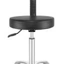 Antlu Rolling Stool Drafting Chair for Garage Shop Workbench Kitchen Medical Salon,Swivel Adjustable Stool with Wheels and Back Support (Black, Without Foot Ring)
