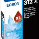 EPSON 312 Claria Photo HD Ink High Capacity Cyan Cartridge (T312XL220-S) Works with Expression XP-850, 8600, 8700, 15000