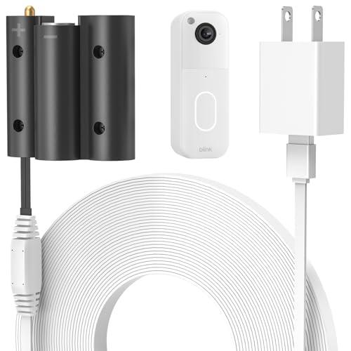 Delilyn Power Cable with Adapter for Blink Video Doorbell-2nd Gen (2025 Release), Doorbell Transformer with 16.4ft/5m Weatherproof Charging Cord for Blink Video Doorbell, Replace Battery-White, Without a Video Doorbell