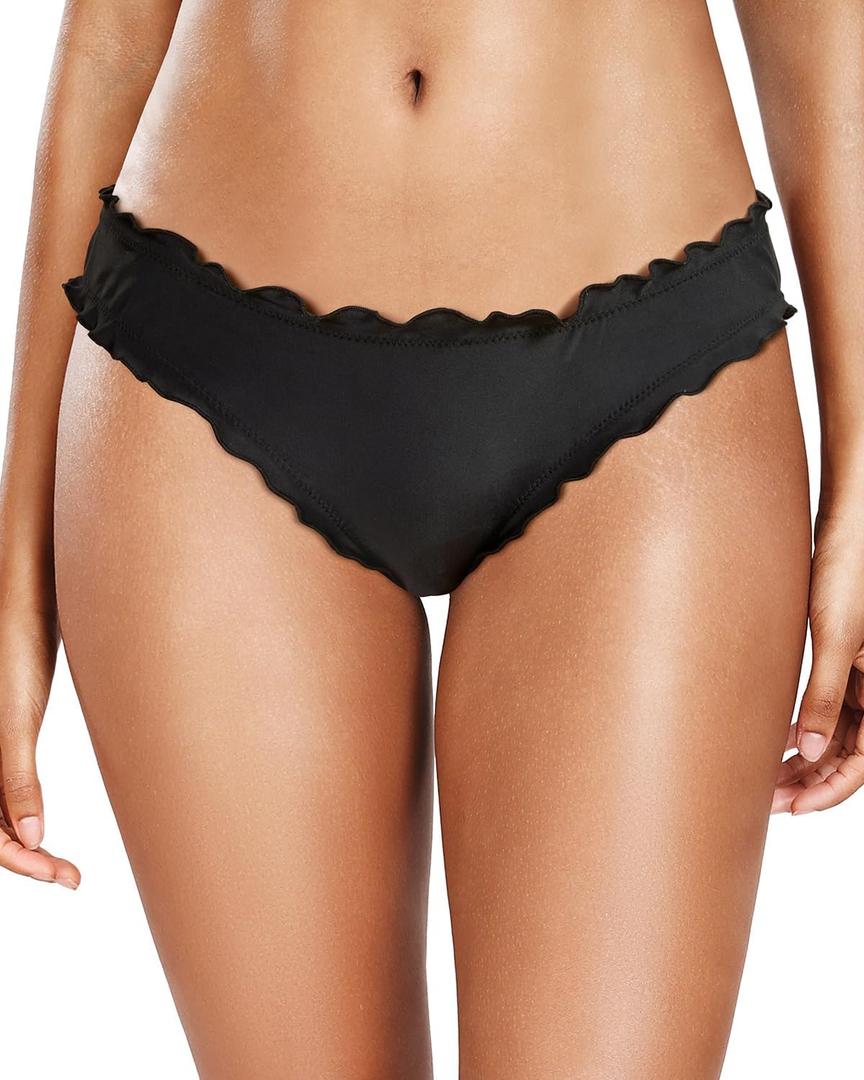 Tempt Me Women Twist Bikini Bottom Moderate High Cut Bathing Suit Bottoms Ruched Swimsuit Bottom (Small, Black 1)