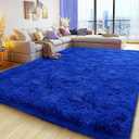 9x12 Large Area Rug, Bright Blue Soft Ultra Fluffy Plush Rug