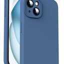Supdeal Liquid Silicone Case for iPhone 15 - [Camera All-Round Protection] [Soft Microfiber Lining Anti-Scratch] 4 Layer Full Covered Shockproof Gel Rubber Phone Case Cover, 6.1", Blue