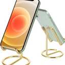 ROPOSY Cell Phone Stand for Desk, Cute Metal Gold Cell Phone Stand Holder Desk Accessories, Compatible with All Mobile Phones, iPhone, iPad (1 pack)