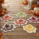 6 Pcs Thanksgiving Fall Bathroom Rugs 15.8 x 15.8 Inch Maple Leaf Bath Mat Thanksgiving Bathroom Mat Rug Autumn Decorations Maple Leaf Washable Absorbent Nonslip Fall Doormat for Tub Shower