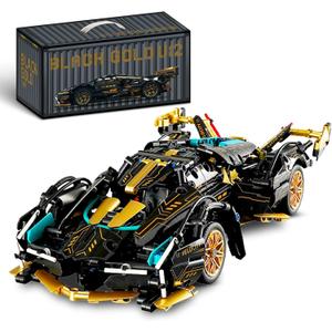 Nueris 1:14 V12 Technic Super Sports Cars Model Sets - 1314 PCS Black Gold MOC Building Block Car Raceing Engineering Toys - Gift Idea for Adults Boys Girls for Play and Display Collection