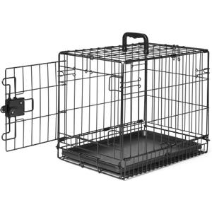 Amazon Basics Durable, Foldable Metal Wire Dog Crate with Tray, Single Door, 18 x 12.4 x 15 in, Black