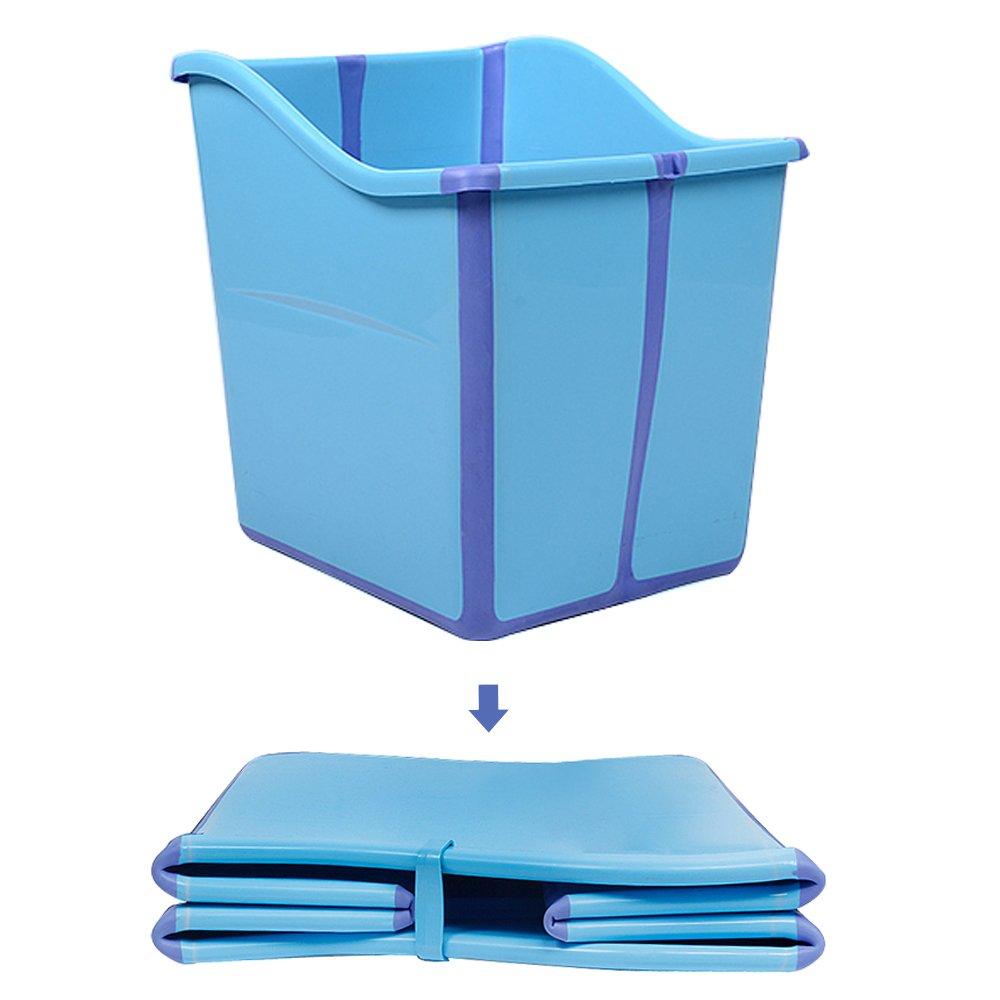 W WEYLAN TEC Foldable Bathtub Toddler Kid Children Bath Tub Blue (Medium (Pack of 1))