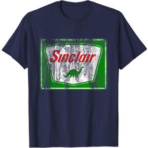 Dinosaur Gas Station Vintage Retro Mens Womens and Kids T-Shirt (Blue, XXL)