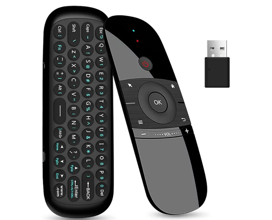 WeChip W1 Universal TV Remote Air Mouse, Wireless Keyboard Fly Mouse 2.4GHz Connection Air Remote Keyboard Mouse for Android TV Box/PC/Smart TV/Projector/HTPC/All-in-one PC/TV (w1)