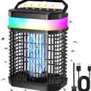 Solar Bug Zapper Outdoor, 4 in 1 Portable & Rechargeable Bug Zapper Outdoor with 5000mAH Battery, 4000V Mosquito Zapper Waterproof with LED Night Light, for Camping, Patio, Backyard (Black)