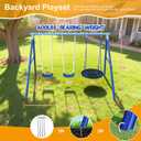 Heavy Duty Swing Set for Kids Ages 3-8 - 600 lbs Capacity Outdoor Metal A-Frame Playset, 3-in-1 Backyard Playground Equipment with 2 Blow Molded Belt Swings and 32" Saucer Swing