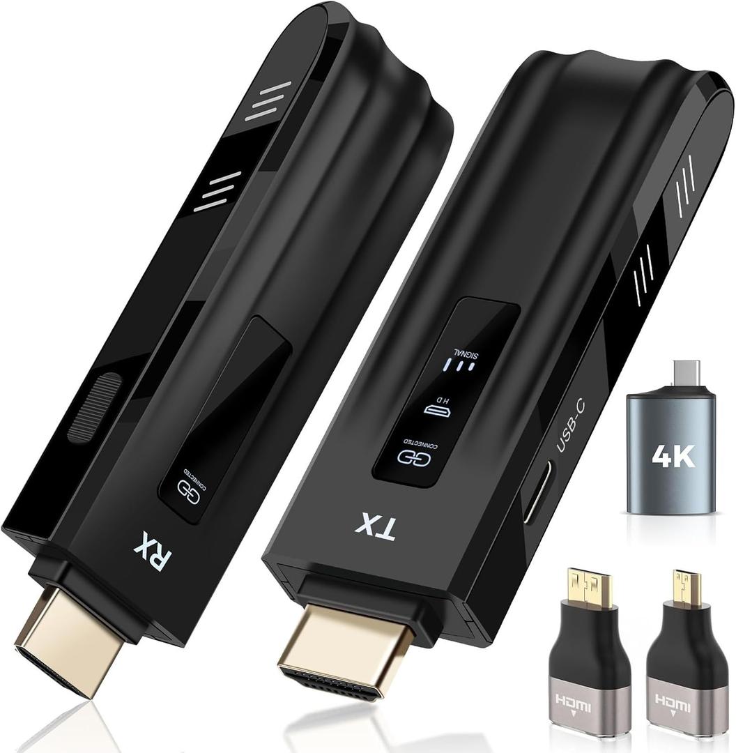 Beyn Wireless HDMI Transmitter and Receiver,2026 Upgraded LED Display,4K Decode & 1080P Output,Plug and Play Wireless HDMI Extender,Compatible with PC/Laptop/Camera/HDTV/Projector/TV Box (Black)