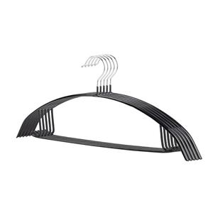 BESSLEE Non-Slip Rubber Coated Metal Hangers No Shoulder Bump, Set of 5/10 Heavy Duty Contour Sweater Hangers for Shirts Coats Dresses or Suits, Rust-Free Closet Clothes Organizer, 16.5”, Black