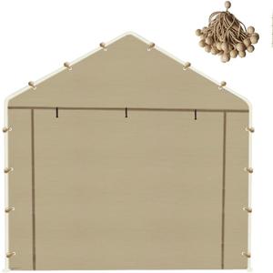 Carport Replacement Sidewall, Front Panel Canopy Entrance Panel with Zippers and Elastic Ball Bungees, 180G PE Waterproof & UV Protected Replacement Sidewall Cover, Beige, Beige, 10'x20' Front/Back Panel (1-Panel) with Zippers