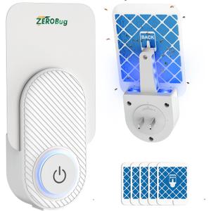 2025 Upgraded Flying Insect Trap Indoor, Target Capture Traps for House & Fruit Fly, Gnat, Mosquito with UV & Blue Light, Plug in Bug Catcher & Killer for Indoor (1 Device & 5 Sticky Refills)
