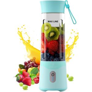 COKUNST Portable Blender, USB Rechargeable Personal Size Blenders, Smoothie Blender with 6 Blades for Protein & Shakes, Mini juicer with Extra Handle Lid for Travel Sports Outgoing, 18oz, Green