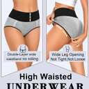 MISSWHO Cotton High Waisted Womens Underwear Soft Stretch Breathable Full Coverage Ladies Panties(Regular & Plus Size) (M)