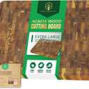 End Grain Acacia Wood Cutting Boards for Kitchen, 1.5 in Thick Butcher Block Construction for Stability, 24 x 18 in Extra Large Cutting Boards with Gift Box, Juice Groove and Handle