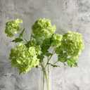 RUZUQE YalzoneMet 4pcs Viburnum Artificial Flower Snowball 26.8'' Long Stem Green Small Hydrangea Flower Real Touch Lifelike Latex Flower for Home Christmas Decoration Xmas Table Flower