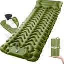 Sleeping Pad, Ultralight Inflatable Sleeping Pad for Camping, Built-in Pump, Ultimate for Camping, Hiking, Airpad, Carry Bag, Repair Kit, Compact & Lightweight Air Mattress(Green)
