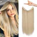 REECHO Invisible Wire Hair Extensions with Transparent Headband Adjustable Size Removable Secure Clips in Straight Secret Hairpiece for Women (20 Inch (Pack of 1), Medium Blonde