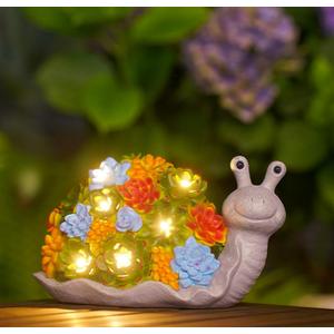 Nacome Snail Statues with Succulent for Garden Decor: Solar Outdoor Clearance Outside Yard Art Porch Patio Balcony Front Lawn Ornaments Birthday Gifts for Mom Grandma Women