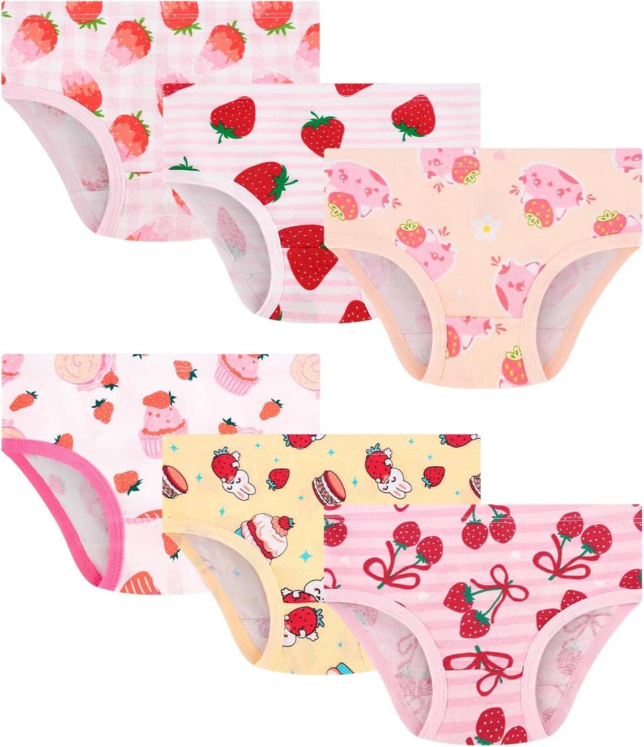 Girls and Toddlers 100% Cotton Underwear Tagless Soft Panties Size 2-3T,4-5T,6,8,10,12 (6-Pack)