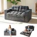 MAXYOYO Convertible Sofa Bed, Pull Out Loveseat Sleeper Sofa, 2 in 1 Folding Couch Bed, Fold Out Floor Couch with Pillows for Living Room Bedroom Lounge, Dark Grey (Large)